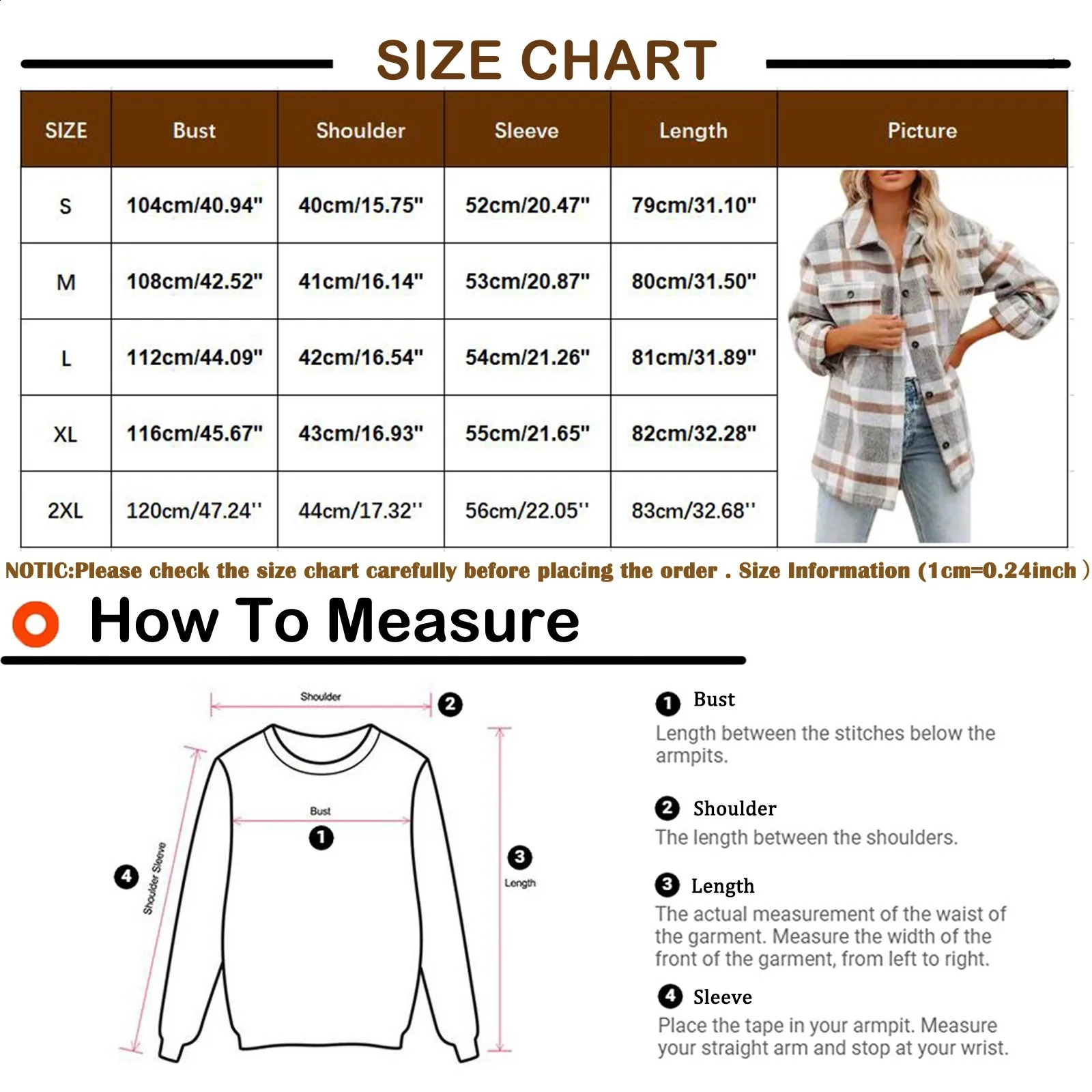 2024 Spring and Autumn Womens Brushed Plain Shirt Long Sleeve Flannel Collar Button Pocket Shaver Flannel Jacket Coat 240822