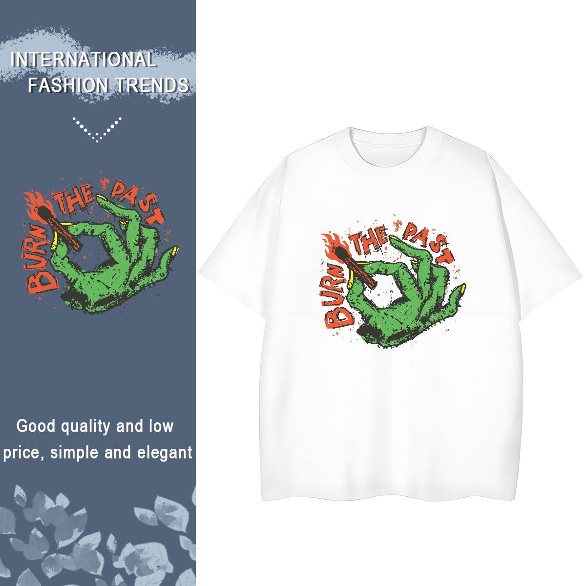 Stylist T shirt 100% Cotton 230g Breathable Outdoor skull Couples T Shirts Female Black White Tees Shirts