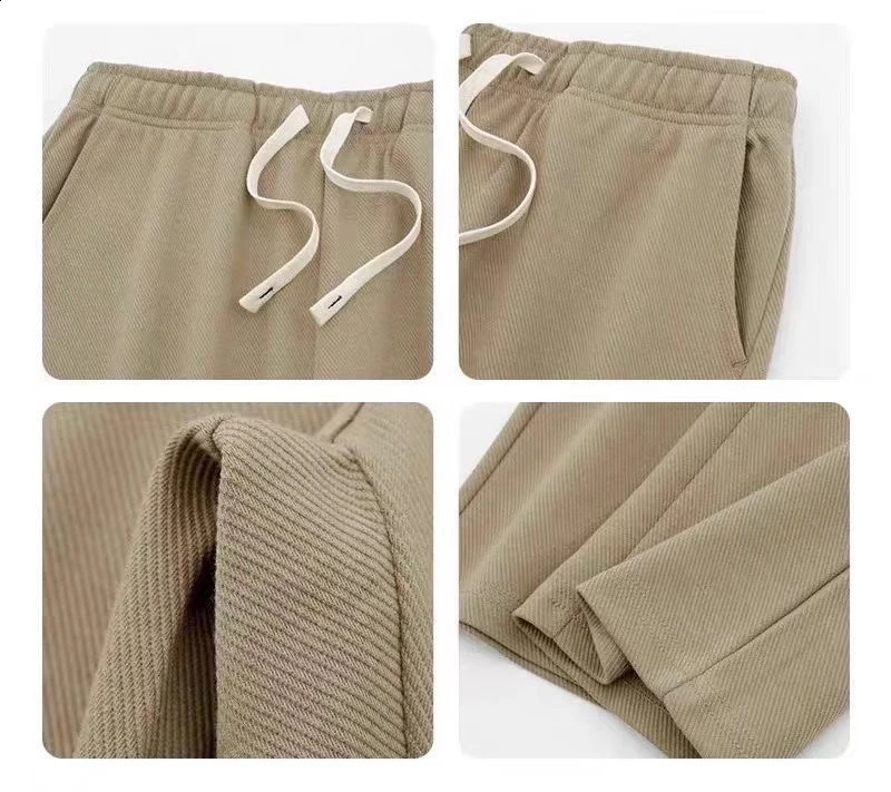 Casual Men Sweatpants Breathable Fashion Sportswear Drawstring Wide Leg Straight Track Pants Cotton Casual Loose Trousers Male 240822