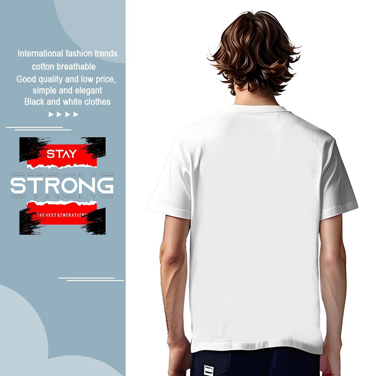 TOP Quality stay strong T-Shirts for Men Sports Casual Couples T Shirts 230g Pure Cotton 2024 O-Neck Short Sleeve DIY Clothings