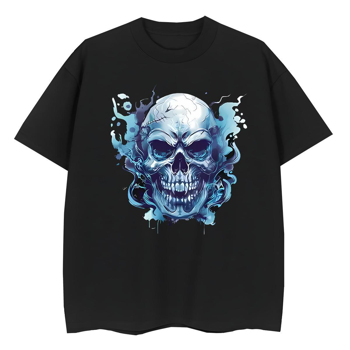Brand T Shirts Women 230g Pure Cotton Breathable Soft Home Outdoor skull Unisex Tshirts Designer Customized Print Tees