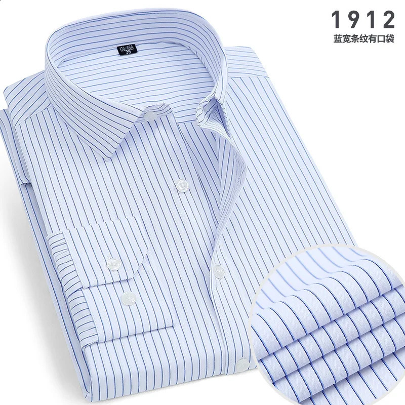 mens long-sleeved shirt spring summer business leisure work clothes cotton plaid non-ironing high quality breathable 240822