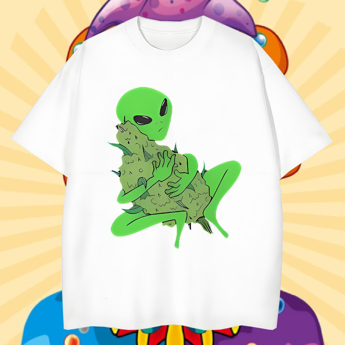 Classic extra-terrestrial Men Clothes T-Shirt 100% Cotton 230g T-Shirts Floral Print Beach Short Sleeve Soft Cool Design Tops