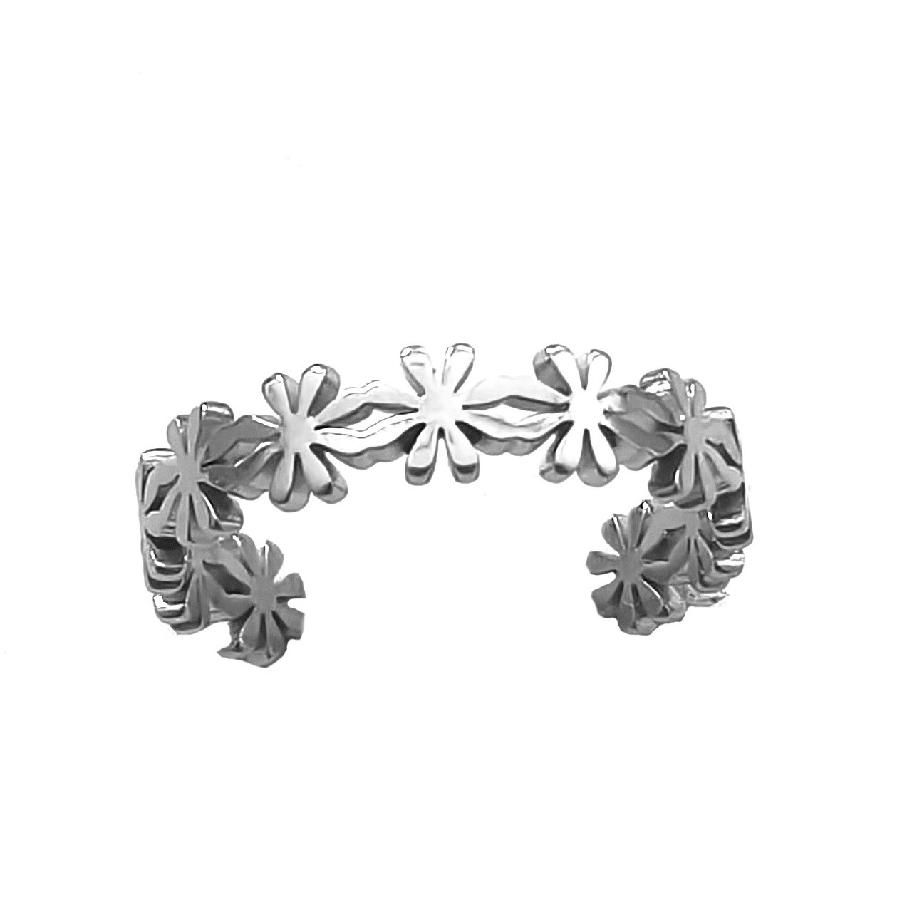 New Heart Connected Front and Back Peach Heart Open Hollow Stainless Steel Ring Flower shaped Ring in Stock