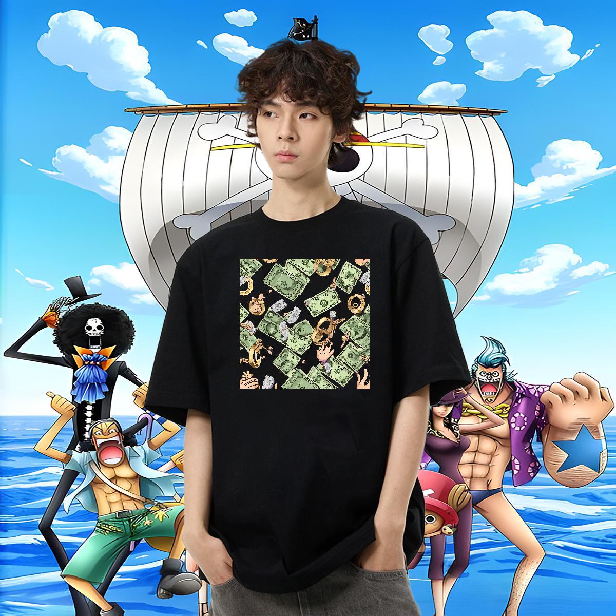 Cool Tshirts Casual Beach 100% Cotton 230g DIY Crew Neck money T-Shirts for Men 2024 New Tops Tees