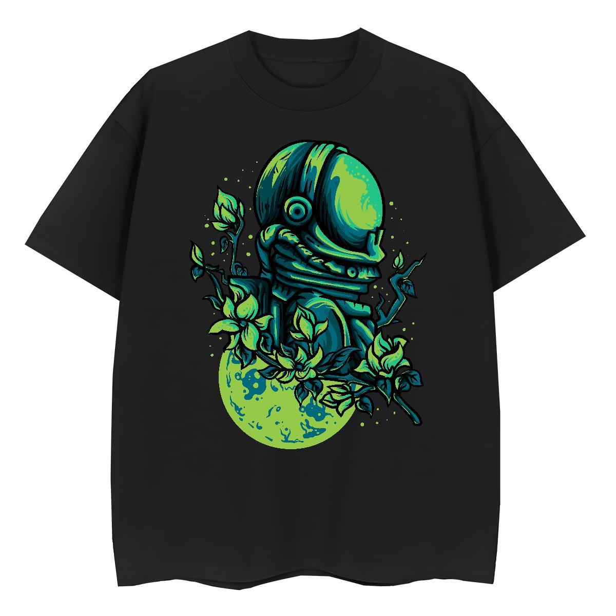 5A Woman Tshirt 230g Cotton cosmonaut Hip Hop Women T Shirts Crew Neck Black White Clothings