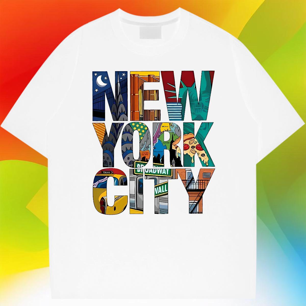 Factory Direct Street Wear Tshirt for Man Woman New York Crew Neck 100% Cotton 230g T-Shirts for Men High Quality Customized Print Tops Shirt