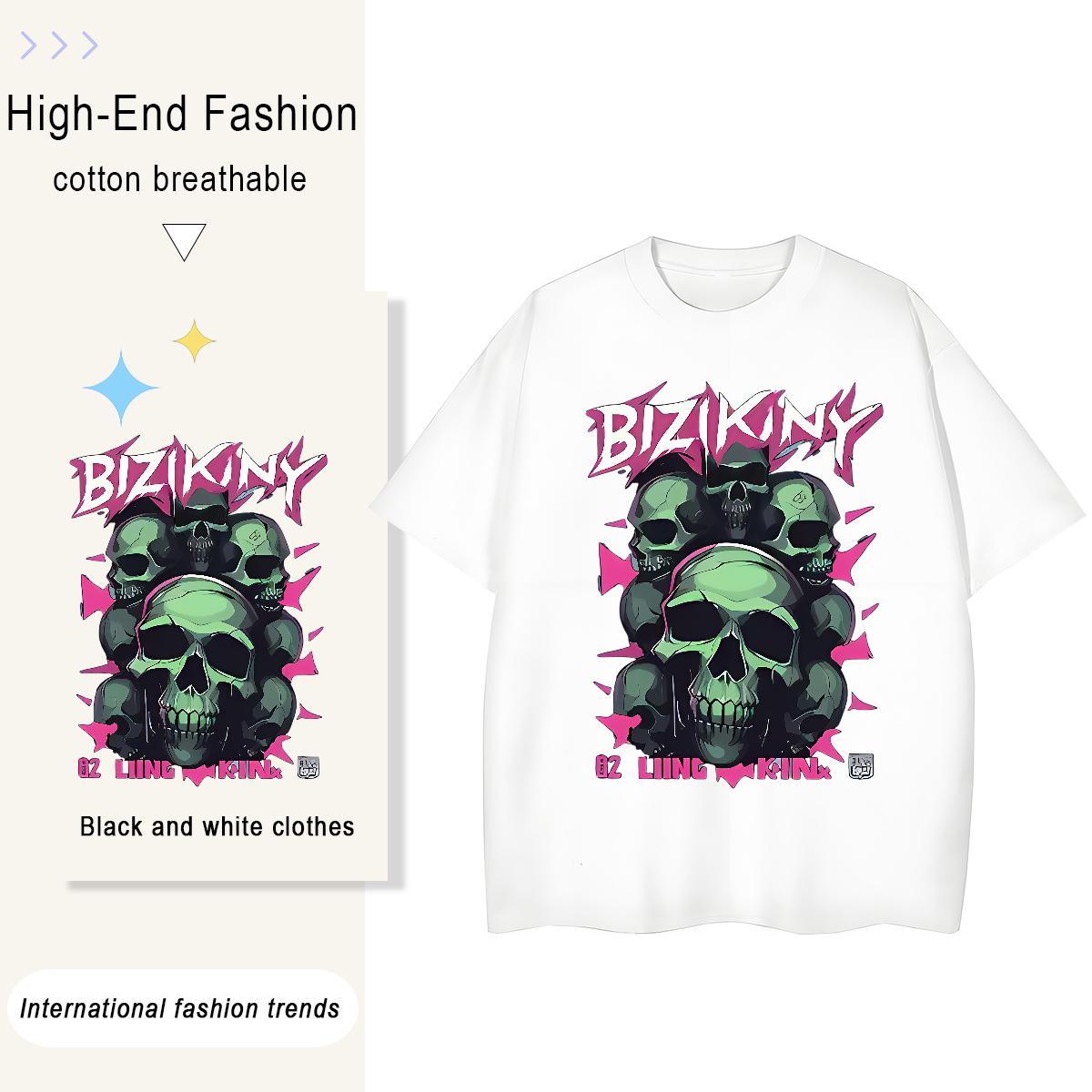 Designer T-Shirts for Women 230g Pure Cotton Breathable Short Sleeve Sport skull Couples T Shirts Comfortable DIY Anime Printed Clothes