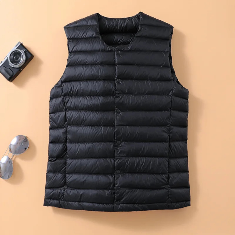 Mens portable white duck down vest jacket ultra light sleeveless autumn and winter fashion inflatable mens 240822