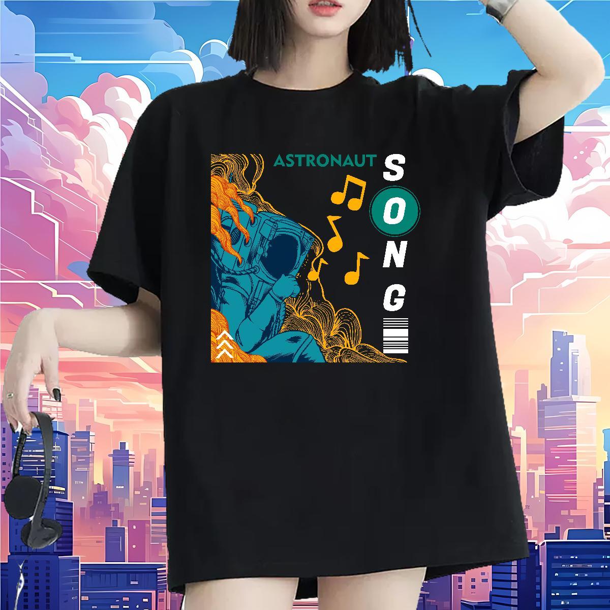 Popular Tshirt for Man Woman 230g Cotton cosmonaut Outdoor Woman T Shirts Breathable Crew Neck DIY Anime Tops Tees