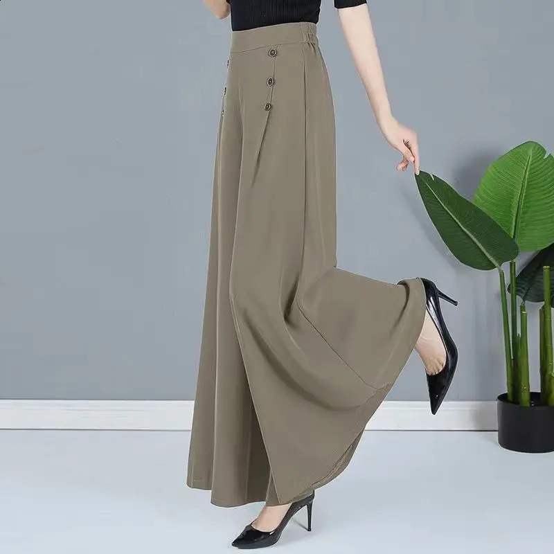 Summer Skirt Pants High Waist Straight Wide Leg Pant for Women Casual Loose Fashionable Fold Oversized Ladies Clothes y2k 240821
