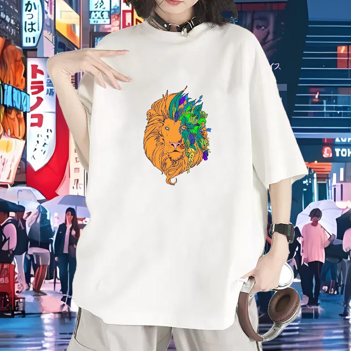 Custom T-Shirts for Women Short Sleeve O-Neck 230g Pure Cotton Lady T shirt Plus Size Custom tiger Street Casual Loose Clothings