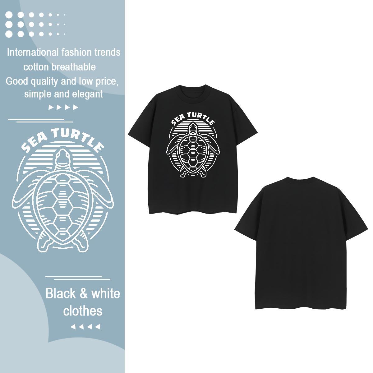 Fashion New T-Shirts for Women Breathable Short Sleeve 100% Cotton 230g Womens Tshirts Black Oversized tortoise Casual Unisex Clothes