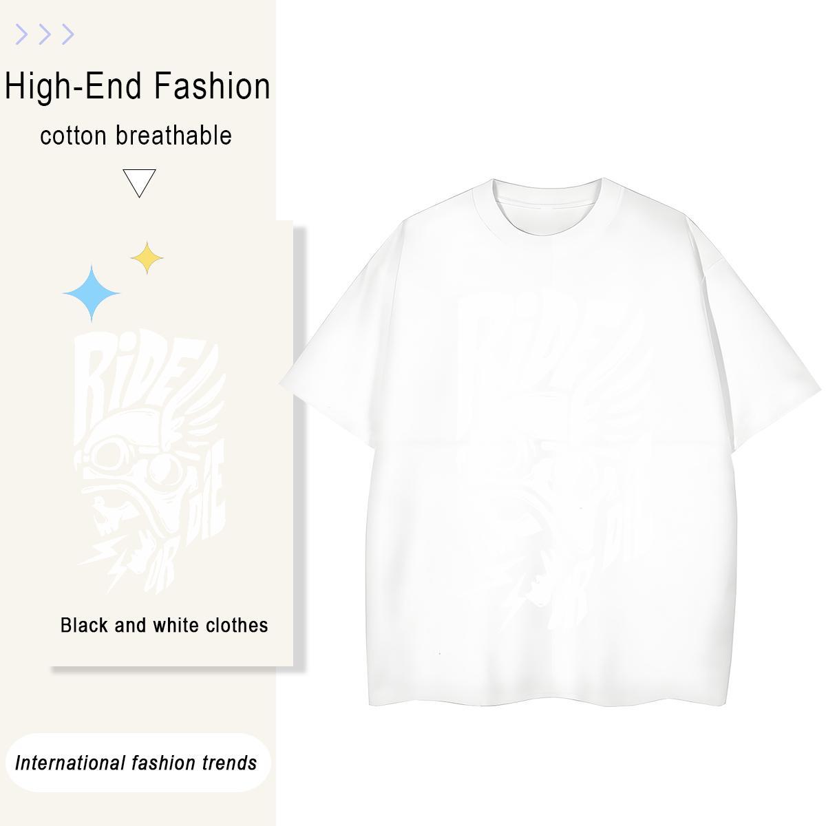 Fashion Casual Womens T Shirts 230g Cotton Round Neck Short Sleeve Daily Wear skull Women Tshirts Female Customized Clothings