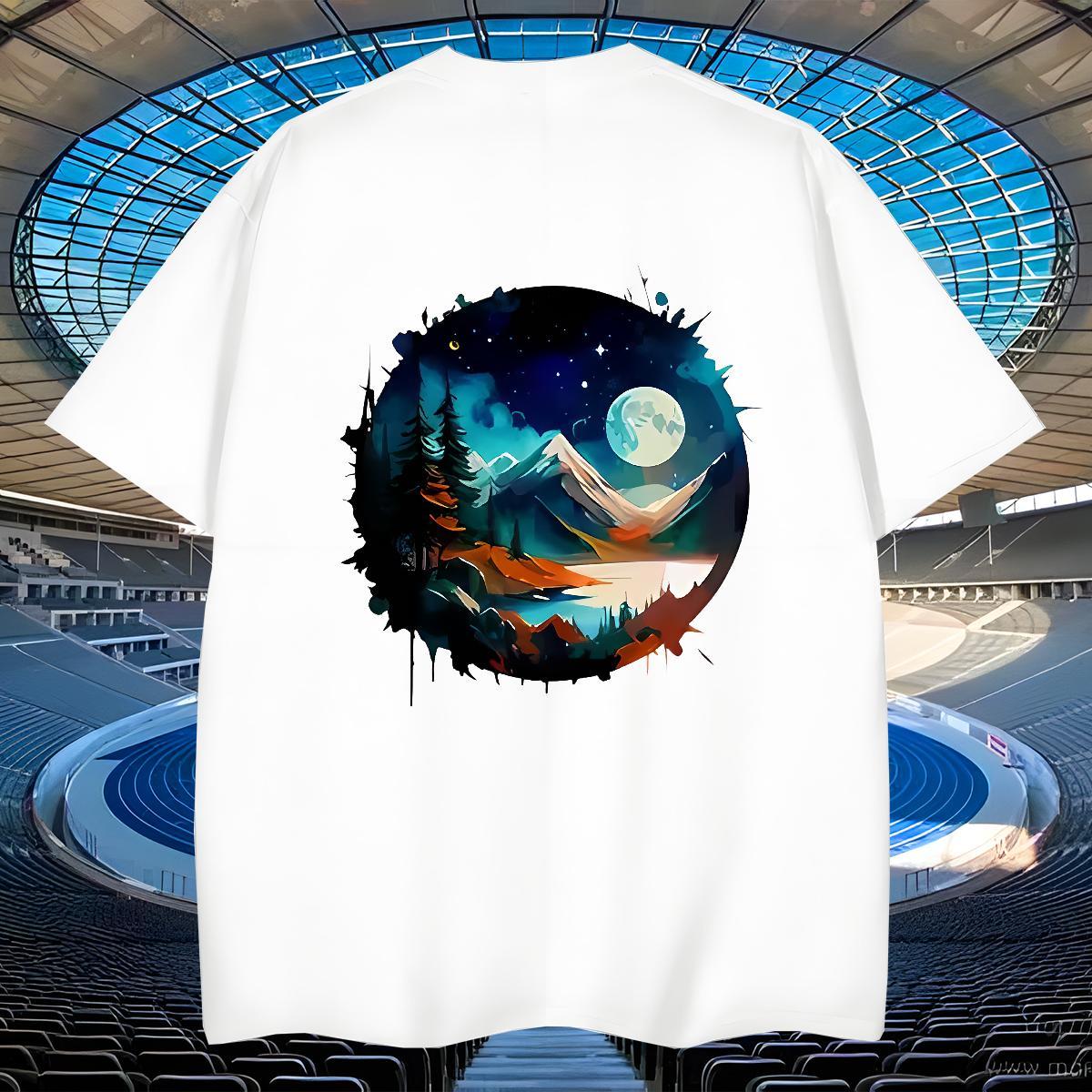Popular Tshirt for Man Woman Street 100% Cotton 230g Oversized Breathable Crew Neck mountains Man T Shirts Brand Tee Shirt