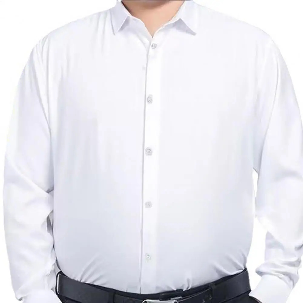 Men Long Sleeve Shirt Natural Feel Men Shirt High Elasticity Mens Formal Shirt with Turn-down Collar for Business for Soft 240822