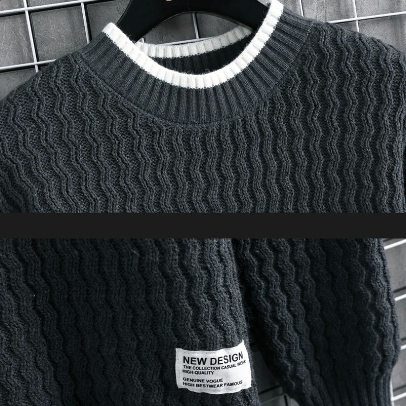 Stripe Sweaters Men Winter Korean Style Mens Warm Sweater Men Fashion Sweaters Splicing Color Patterns Mens Wool Pullovers Male 240821