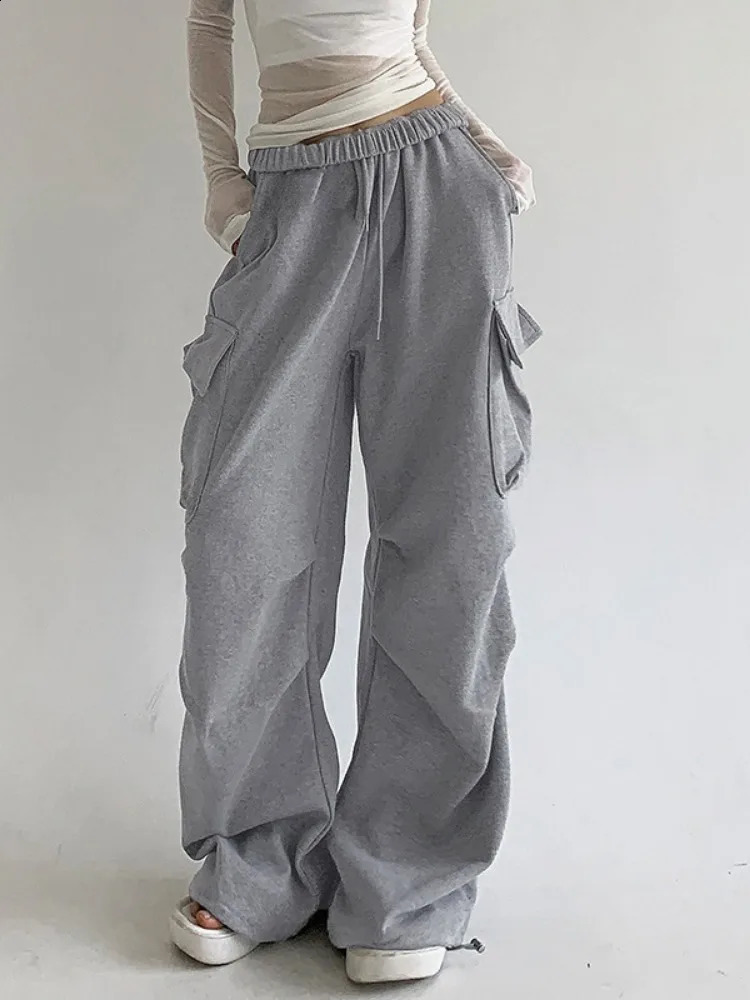 Y2k Aesthetic Casual Cargo Womens Pant Autumn Vintage Streetwear Loose High Waist Mujer Pantalones Harajuku Pocket Trousers 240821