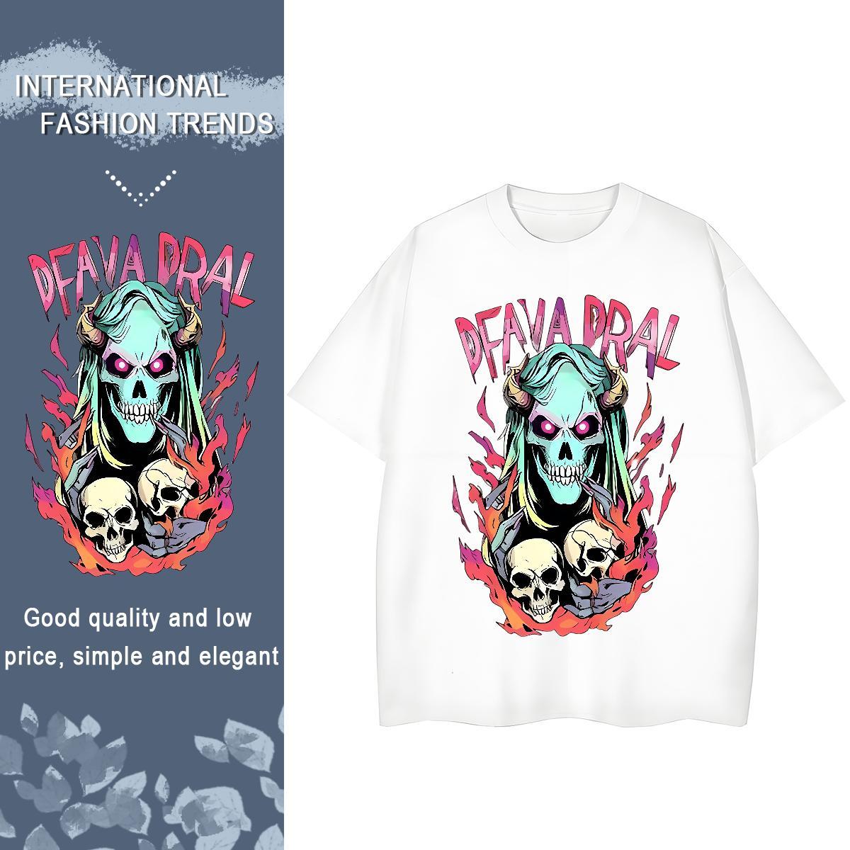 Custom T-Shirts 230g 100% Cotton Short Sleeve O-Neck Home Outdoor skull Unisex Tshirts Loose Customized Tops Shirt