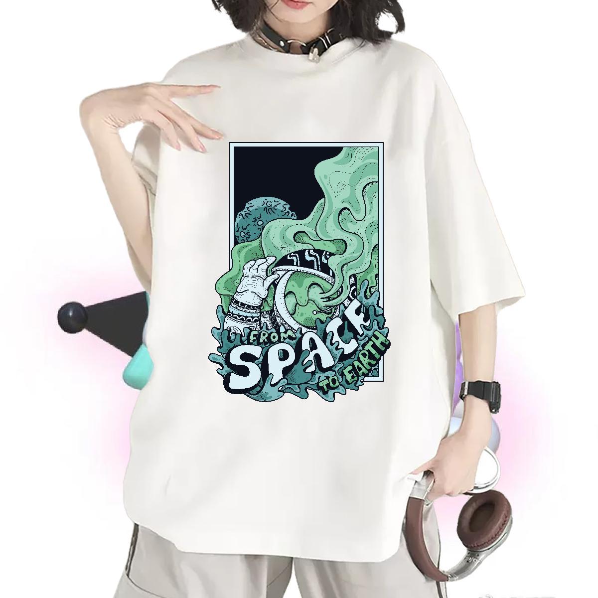 Lady Couples T Shirts 230g Cotton universe Home Outdoor T shirt Breathable Crew Neck Cartoon Anime Top Tees
