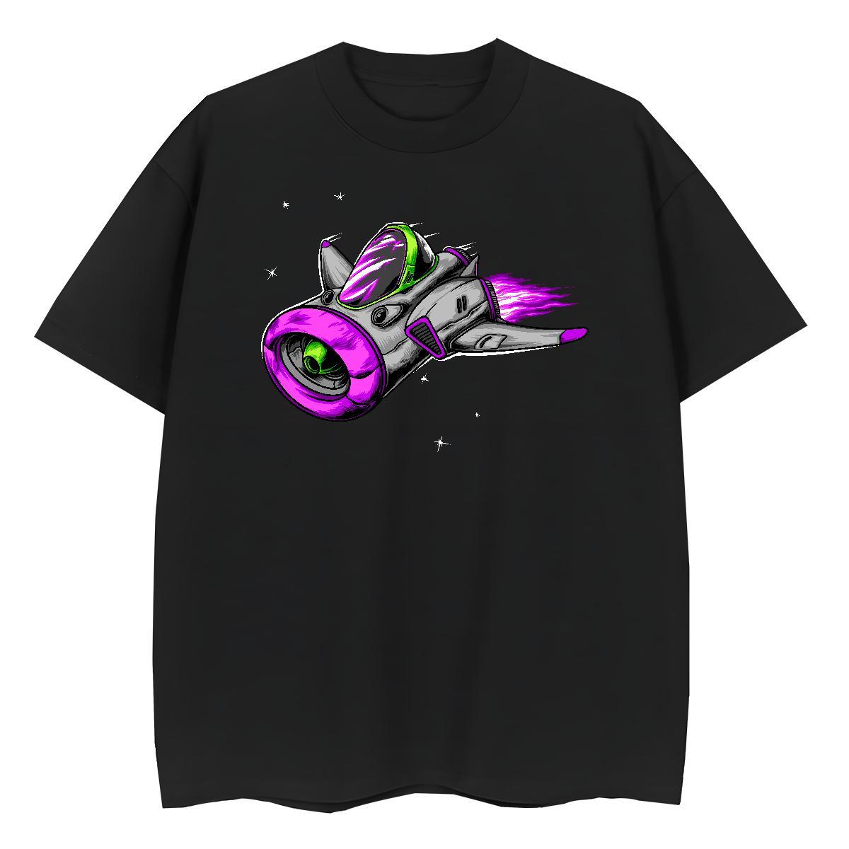 Designer Nice Women Tees 230g 100% Cotton spaceship Street T-Shirts for Women Breathable Short Sleeve Cartoon Print Tops Tees