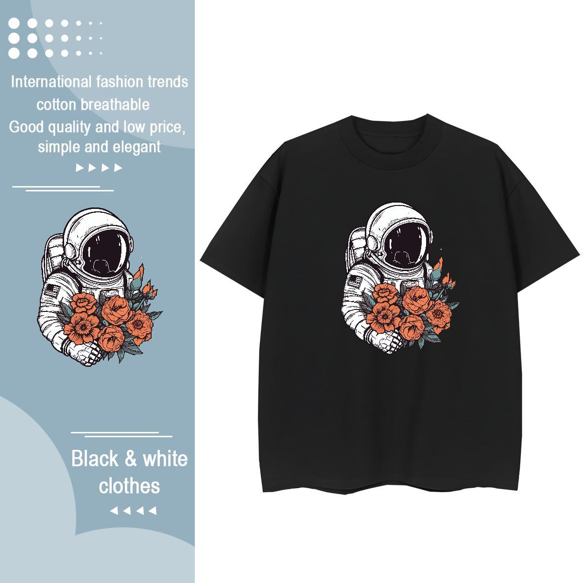 Designer Couples T Shirts 230g Cotton universe Summer Casual T-Shirts Breathable Short Sleeve Cartoon Print Tees Shirts