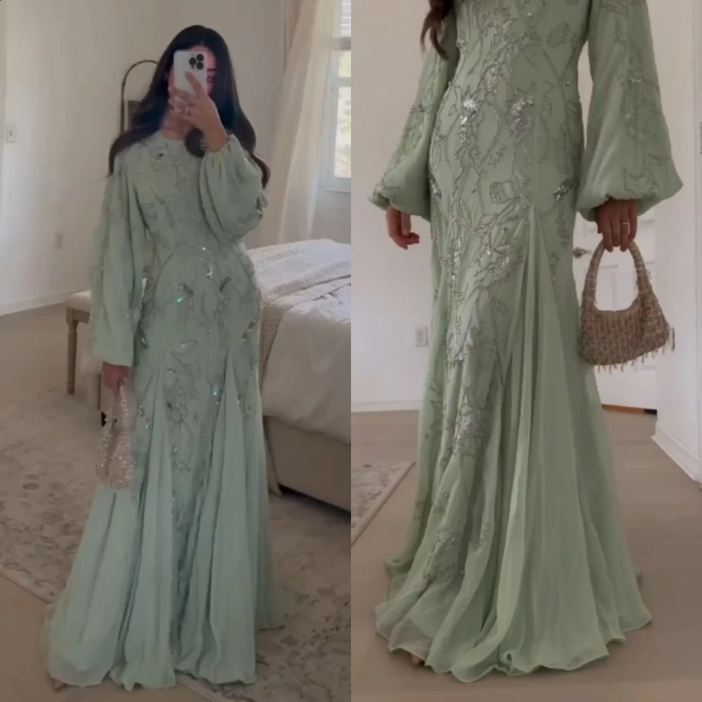 Jiayigong Chiffon Beading Beach Mermaid Scoop Neck Bespoke Occasion Gown Midi Dresses Saudi Arabia 240822