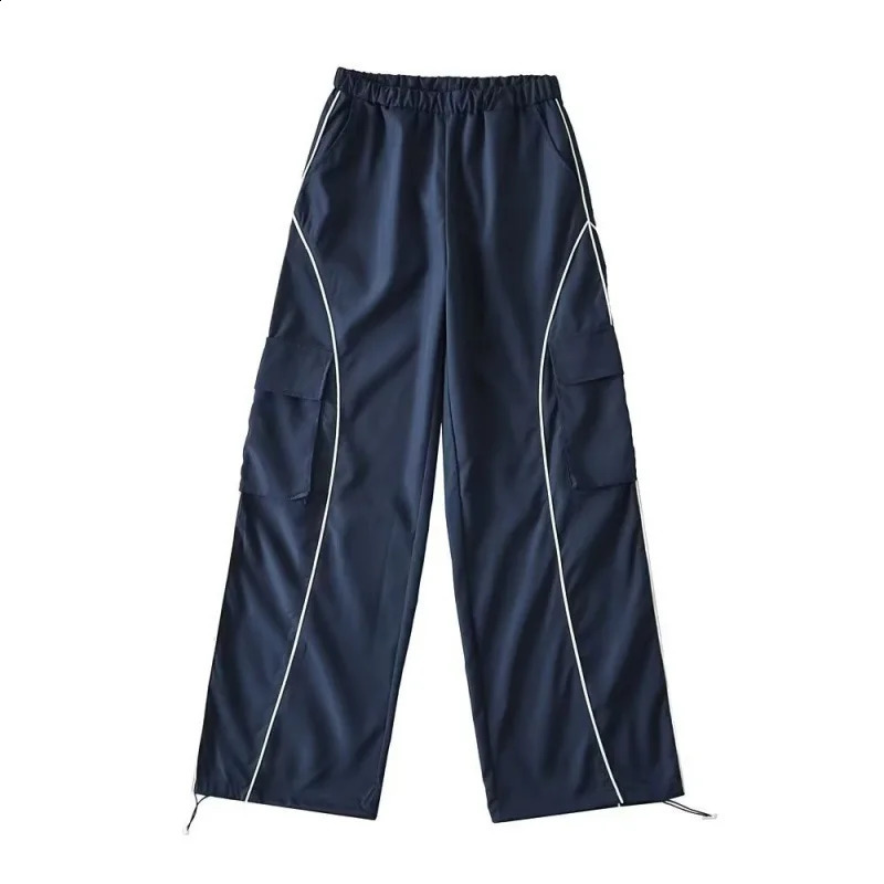 2Colors Women Y2k Hip Hop Sweatpants Loose Paratrooper Pants Irregular Line Oversize Trousers Vibe Dance Long Baggy Cargo Pants 240821