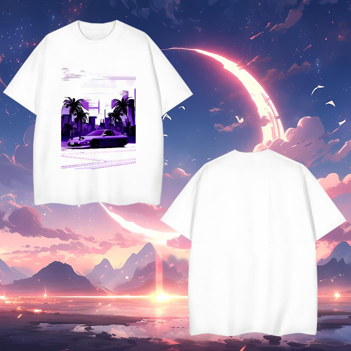 Free Shipping car T Shirts Men Spring Summer Men Tops Tees 230g Pure Cotton 2024 DIY Breathable Short Sleeve White Plus Size Wear