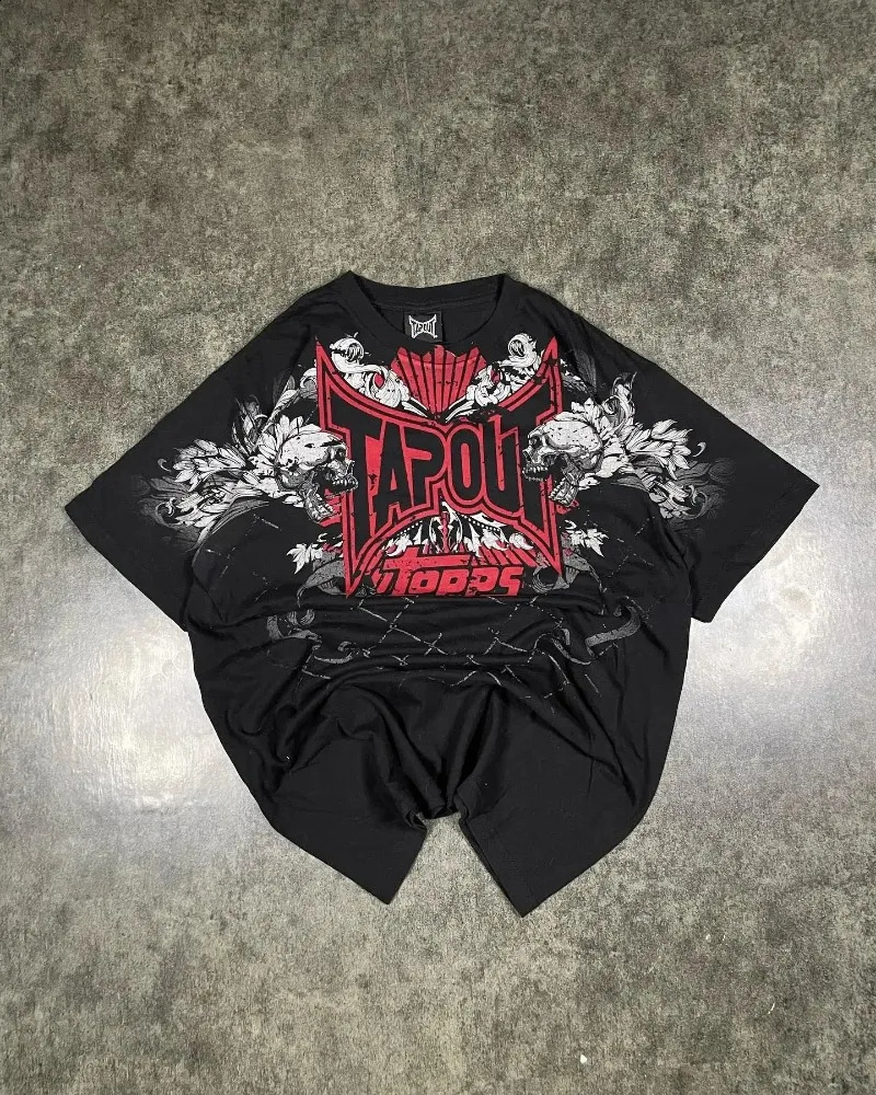 Y2K retro Tshirt hiphop round neck oversized mens short sleeved gothic clothing top fashionable streetwear 240821