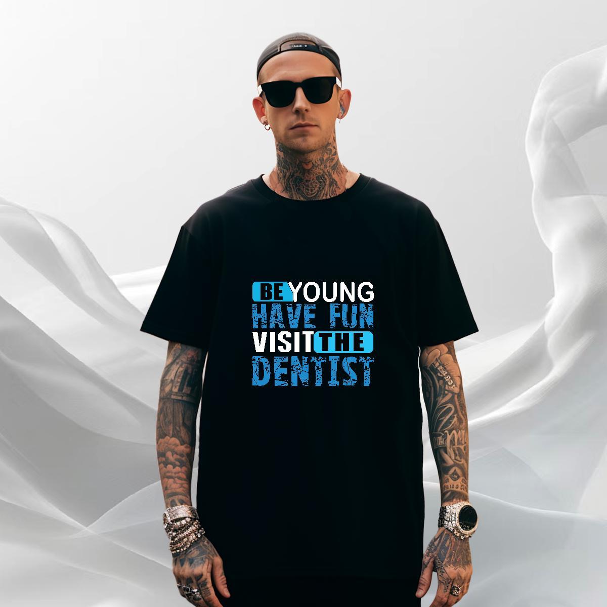 TOP Quality Mens Tshirts Sports Casual 230g Pure Cotton Cartoon Print Breathable Denstist Men T Shirts Fashion Clothes