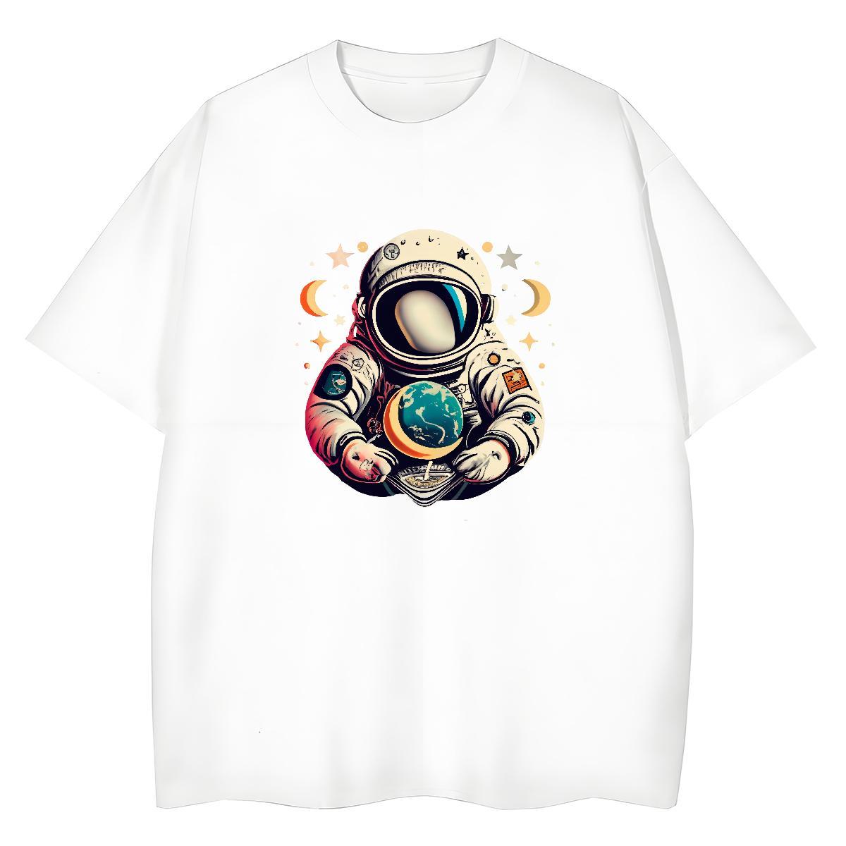 Brand T Shirt For Woman O-Neck Short Sleeve 230g Pure Cotton Women Tshirts Custom Printing spaceman Daily Outfit Free Shipping Tees