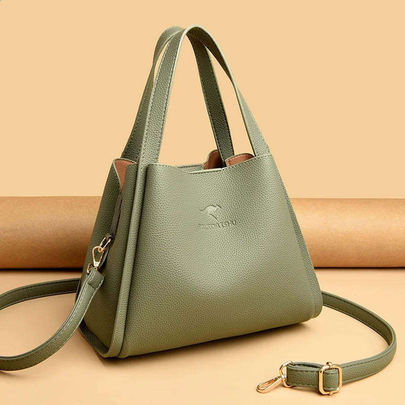 ner 3 Layers Soft Leather Ladies Handbags Fashion Women Shoulder Crossbody Bags Quality Female Messenger Tote Sac 240822