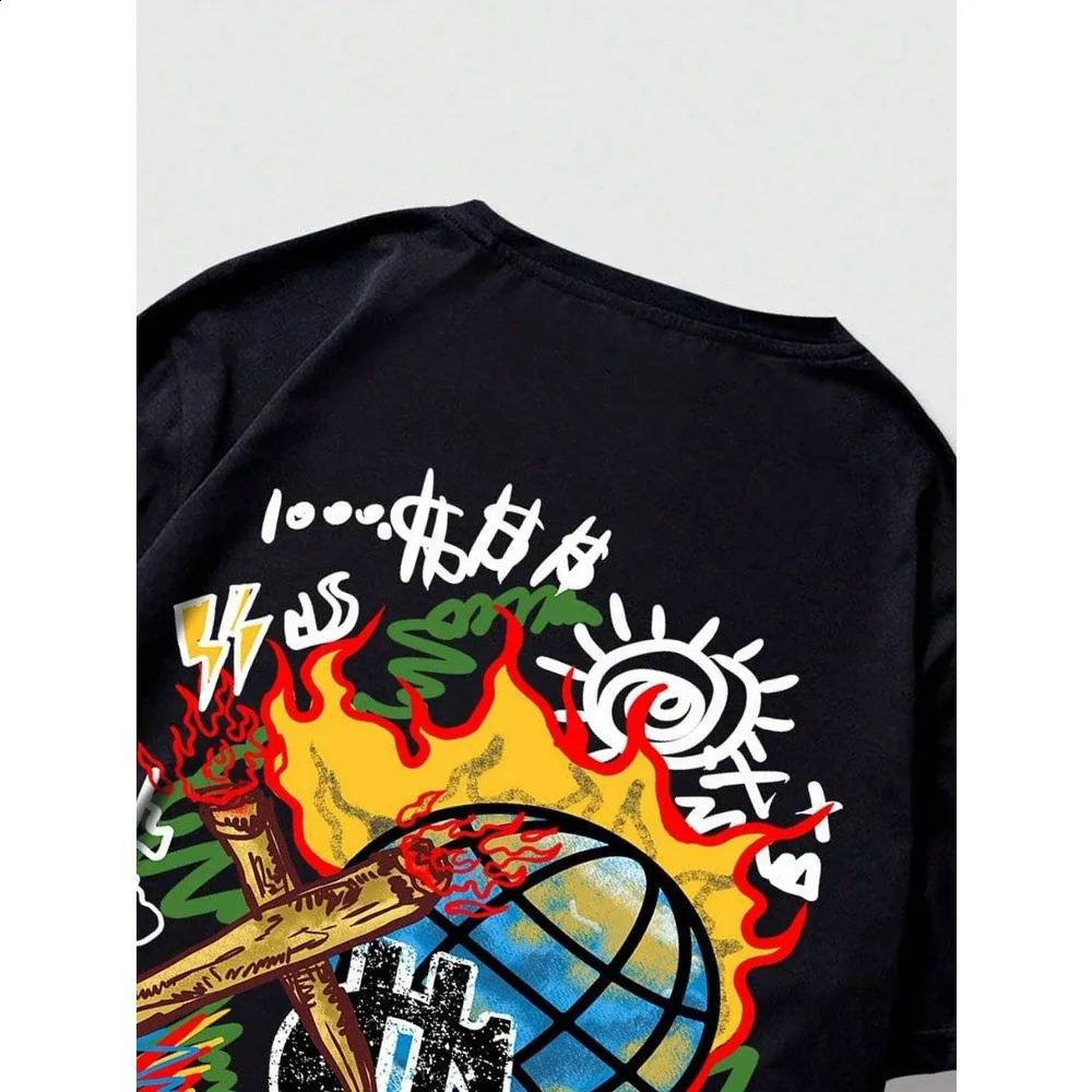 Street life mens cartoon and letter graphic Tshirt Harajuku Y2k Redtube Pro choose oversized 240822
