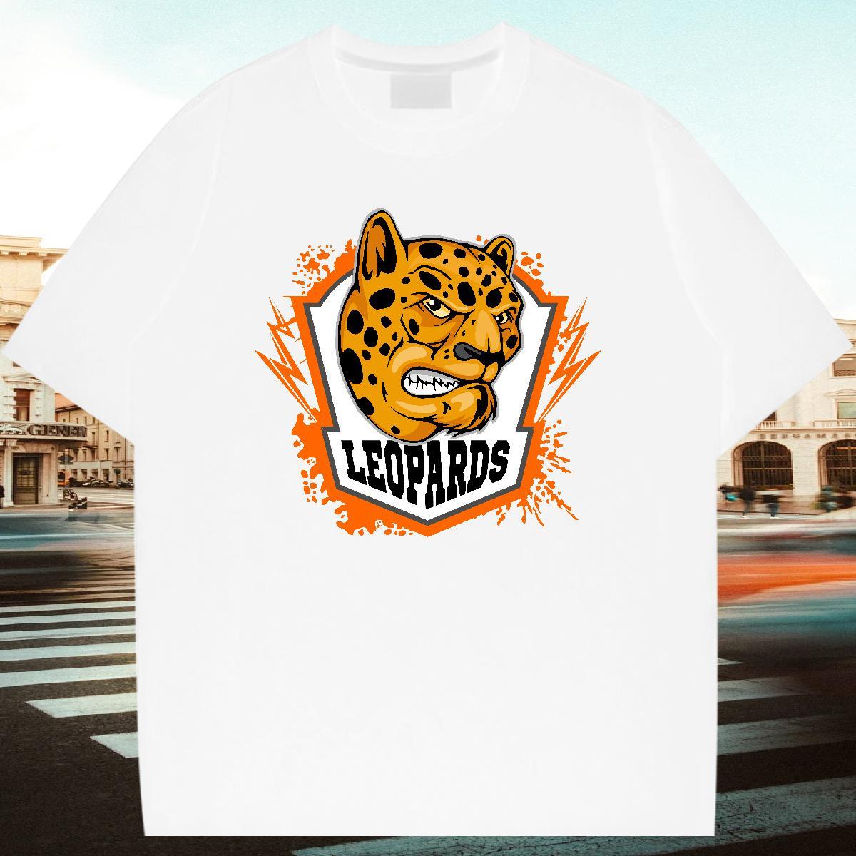 Soft Tshirt for Man Woman Hip Hop 230g Pure Cotton Customized Breathable Crew Neck leopard Man T Shirts Factory Direct Wear