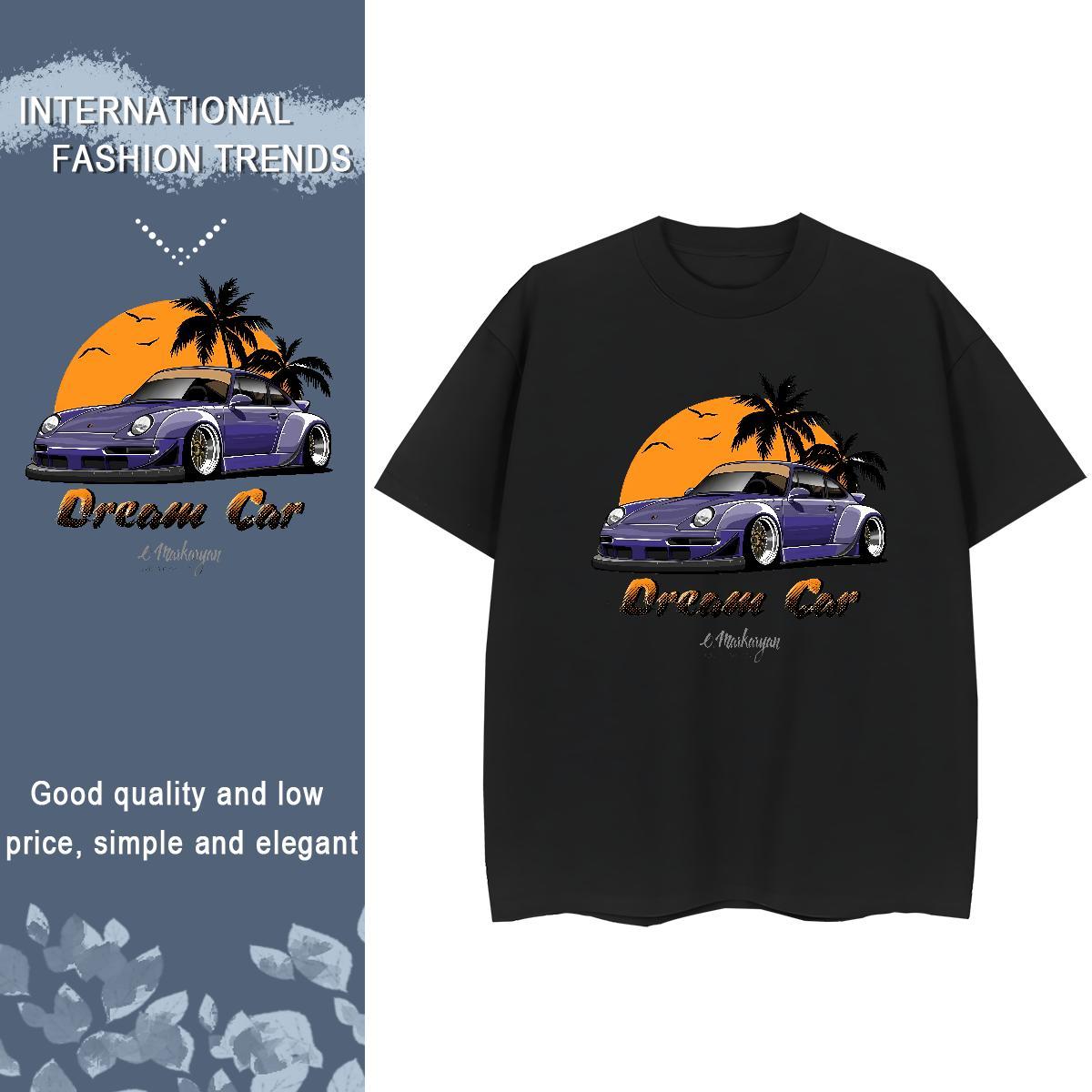 2024 Designer T Shirts Women 230g Cotton O-Neck Short Sleeve Sport car Lady T shirt Soft Black White Tee Shirt