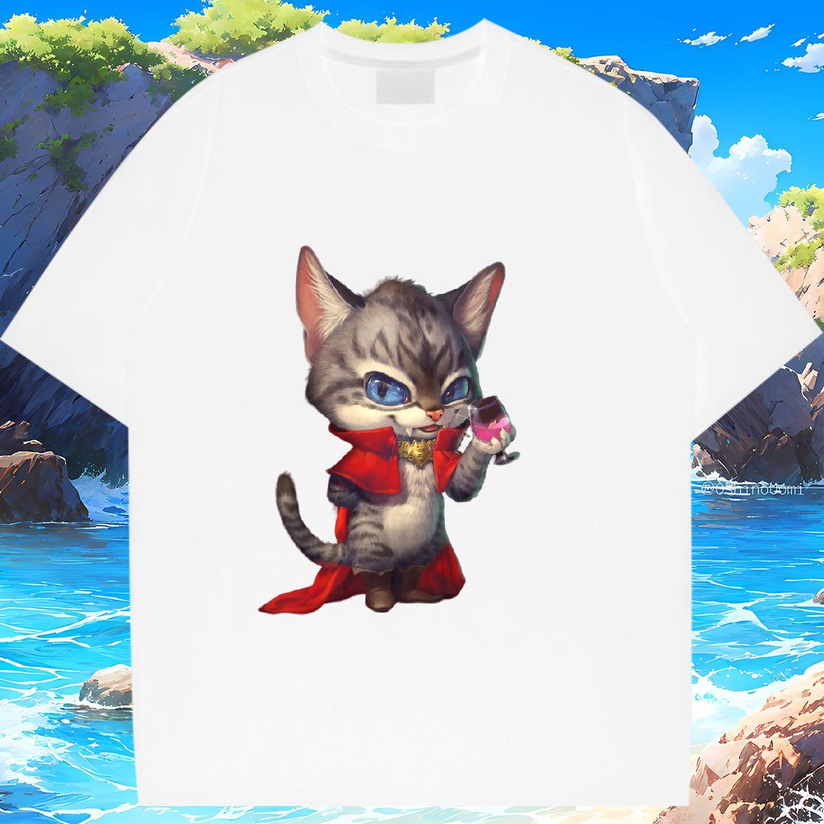 New Womens T Shirts Crew Neck 230g Cotton Women Tees Plus Size Cartoon cat Casual Beach Nice Tops