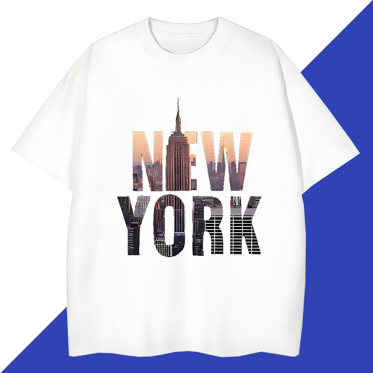Loose Tshirt for Man Woman Street Wear 100% Cotton 230g DIY Logo Oversized O-Neck Short Sleeve New York Men T Shirts Custom Tee Shirt