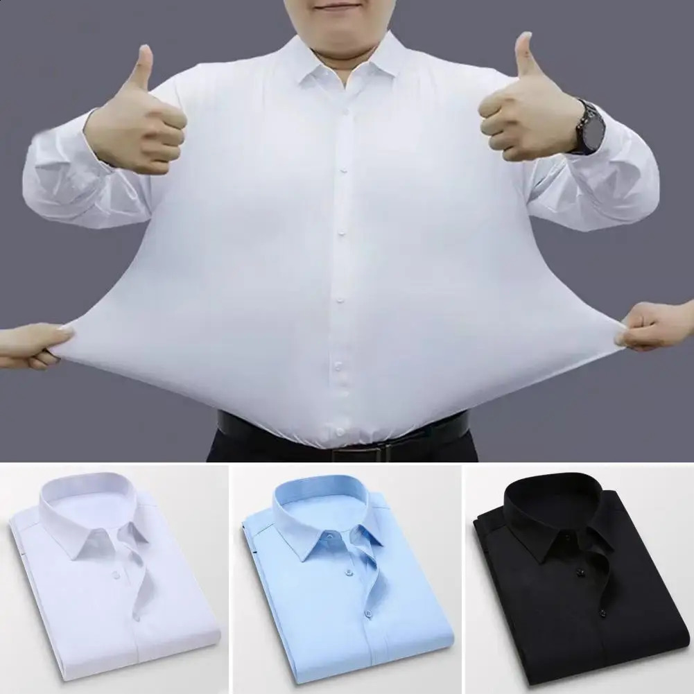 Men Long Sleeve Shirt Natural Feel Men Shirt High Elasticity Mens Formal Shirt with Turn-down Collar for Business for Soft 240822