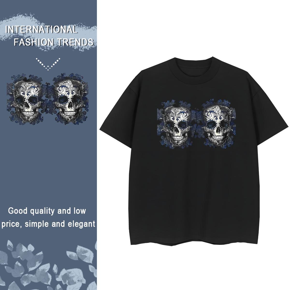 Factory Direct Womens T Shirts 230g Cotton O-Neck Short Sleeve Street Wear skull Lady T shirt Nice Oversized Tees Shirts