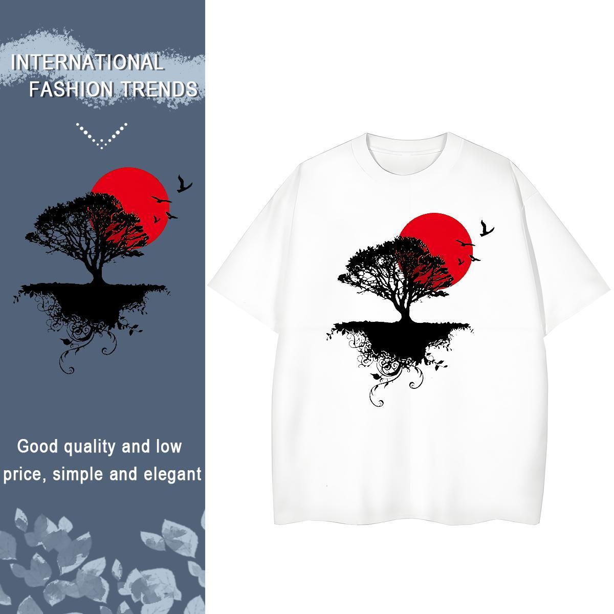 TOP Quality Woman T Shirts Short Sleeve O-Neck 230g 100% Cotton Womens Tshirts Customized Print tree High Street Hip Hop Brand Polos