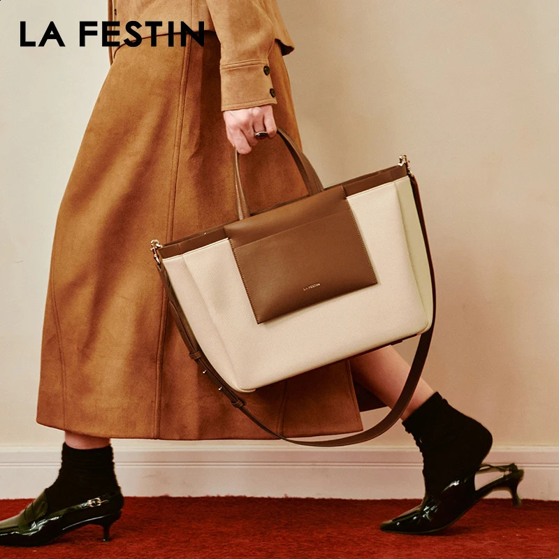 LA FESTIN Original Womens Bag Largecapacity Handbag Shoulder Leather Crossbody y 240821