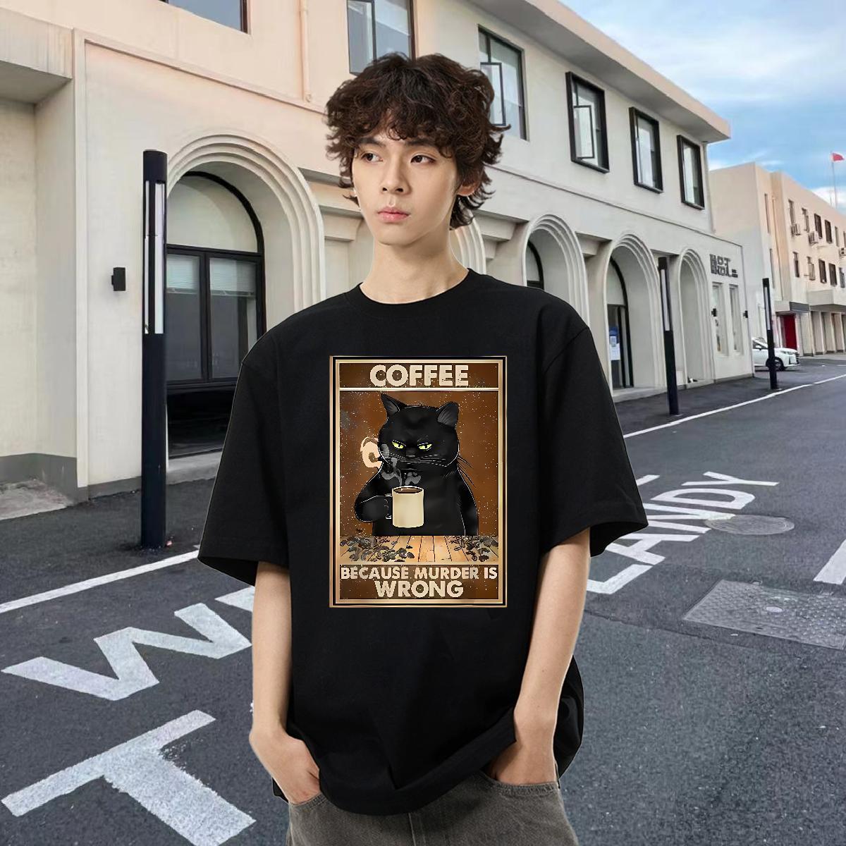 Cool Design Couples T Shirts Daily Wear 230g 100% Cotton Custom Printed Round Neck Short Sleeve cat Mens T Shirts DIY Customized Tees