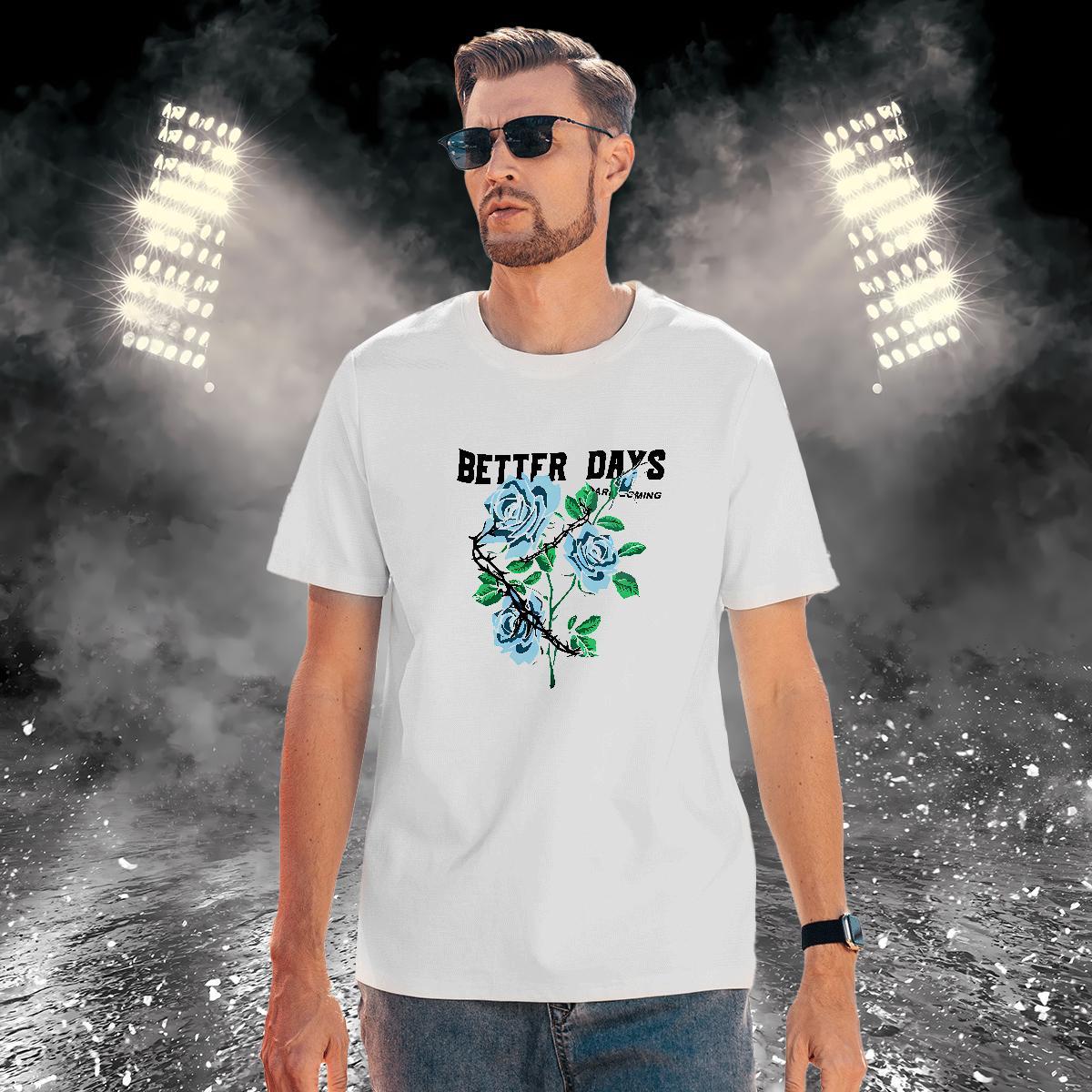 Soft T shirt flower O-Neck Short Sleeve Outdoor Custom Anime 230g 100% Cotton Men Clothes T-Shirt Fashion Designer Clothings