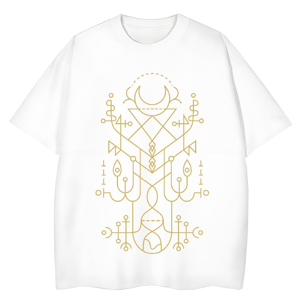 Comfortable Couples T Shirts 230g Pure Cotton Geometric line Daily Outfit T-Shirts for Women Breathable Short Sleeve Customized Tshirts