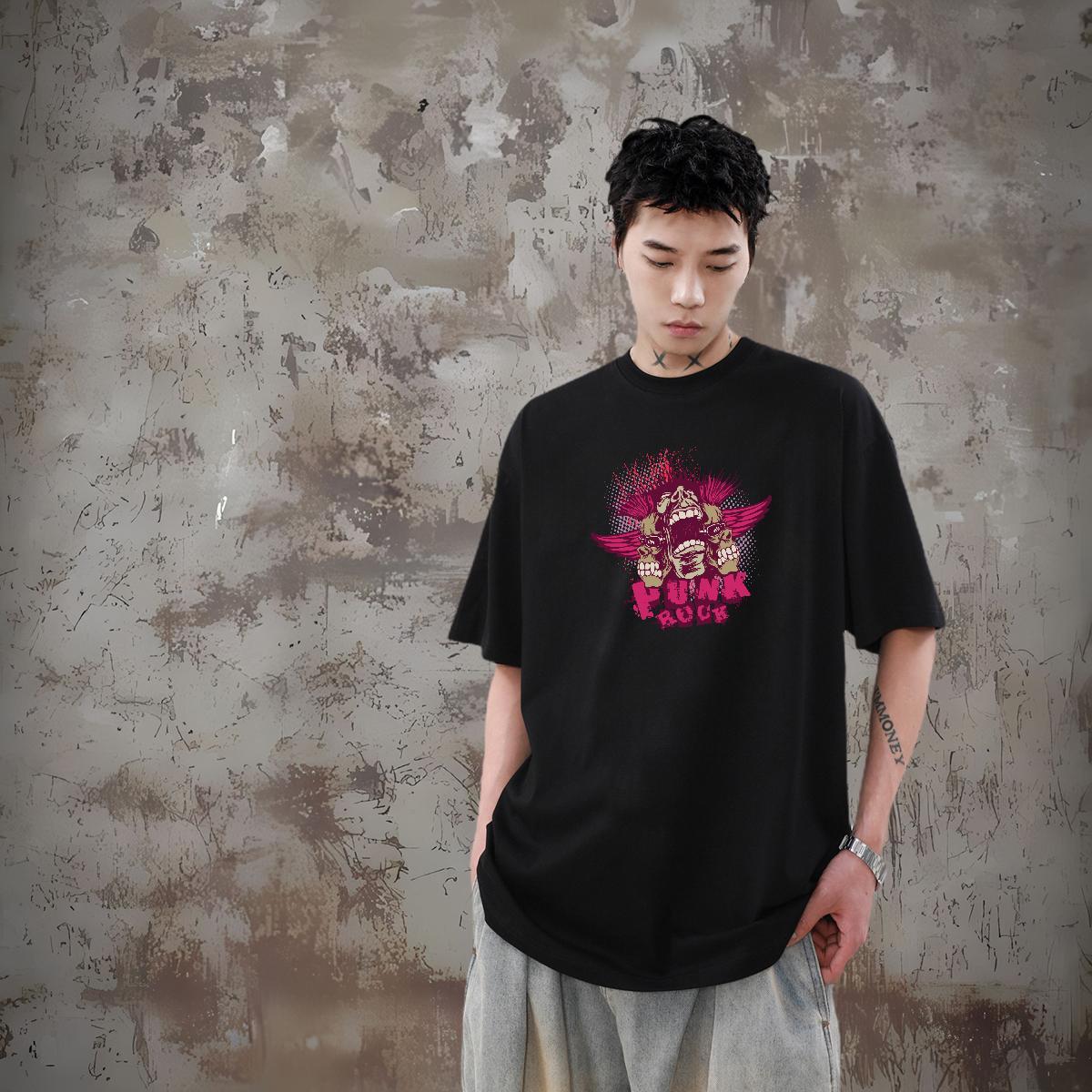 Wholesale Hip Hop Mens Tshirts scary Breathable Soft 230g Cotton Man T Shirts Cool Design Custom Print Plus Size Top Tees