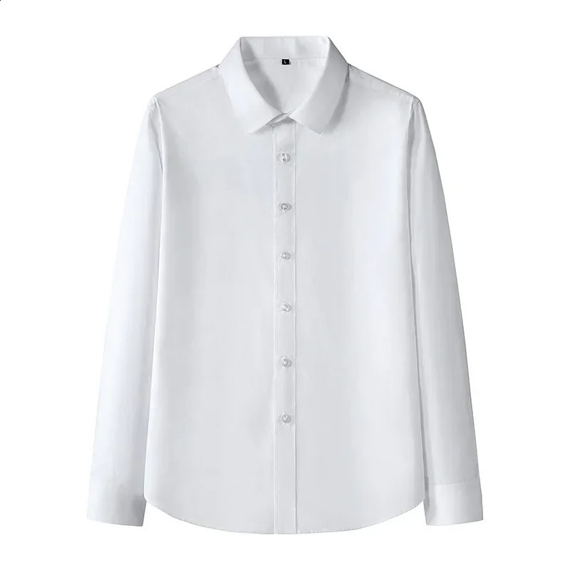 Mens Long-sleeved Slim Shirt Business Casual Formal Office Shirt Male White Black Light Blue Navy Plus Size 8XL Solid Color 240822