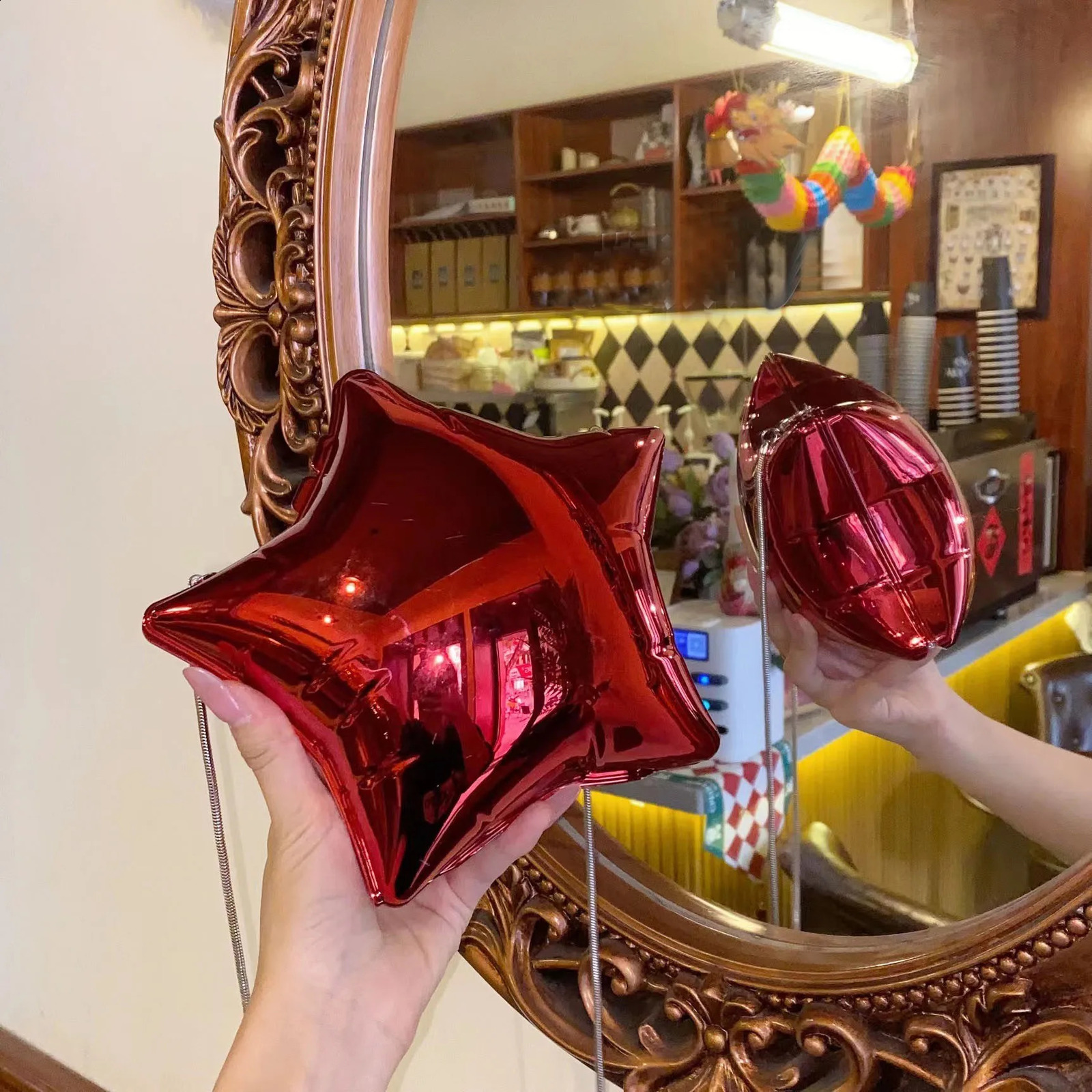 Fashion star shaped silver gold ball womens evening bag Crsosbody handbag matching dress wallet 240821