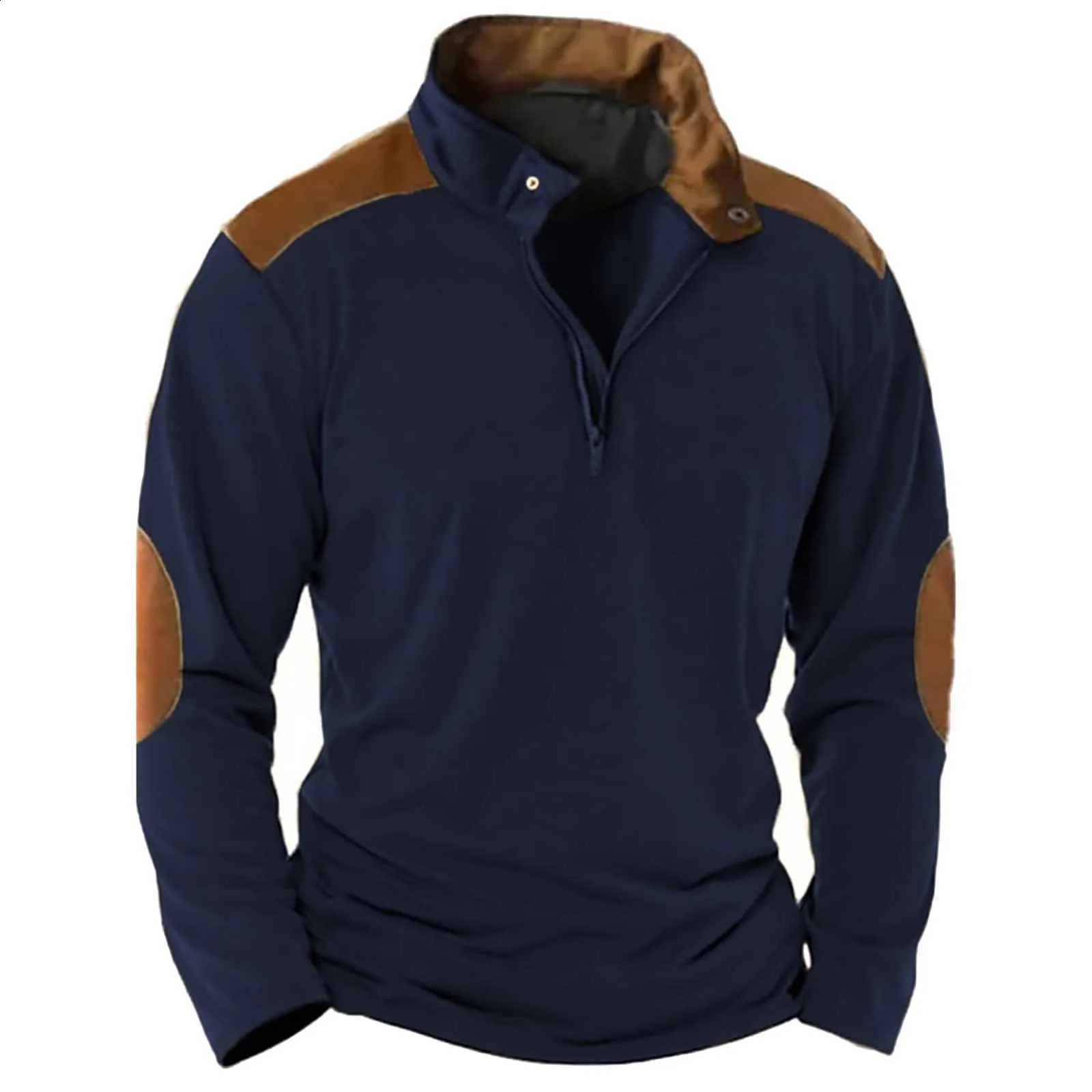 Mens tactical outdoor wool jacket hunting set warm zipper decoration mens windproof hiking sweater 240822