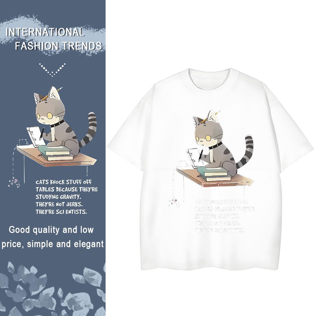 Brand T Shirts Women Breathable Crew Neck 230g Pure Cotton Couples T Shirts Custom Cartoon cute Street Wear Popular Clothings